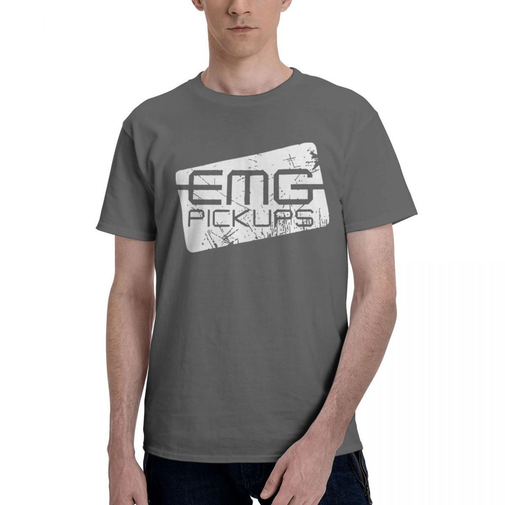 EMG Pickups Distressed Electric Guitar Logo 100 Cotton Casual Breathable Confortable Top Mens Clothing Brands T Shirt Men