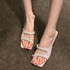 New Niche Light Purple Rhinestone High Heels Women's Thin Heels Square Head Word with Cool Slippers Women's Outer Wear