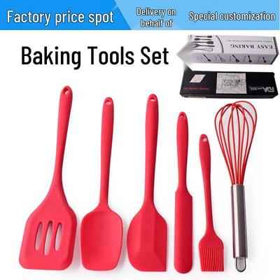 Juego de Utensilios de Silicona para Hornear y Cocinar: Kit de 6 Piezas con Rascador, Batidor, Cepillo, Espátula, Colador y Cuchara.