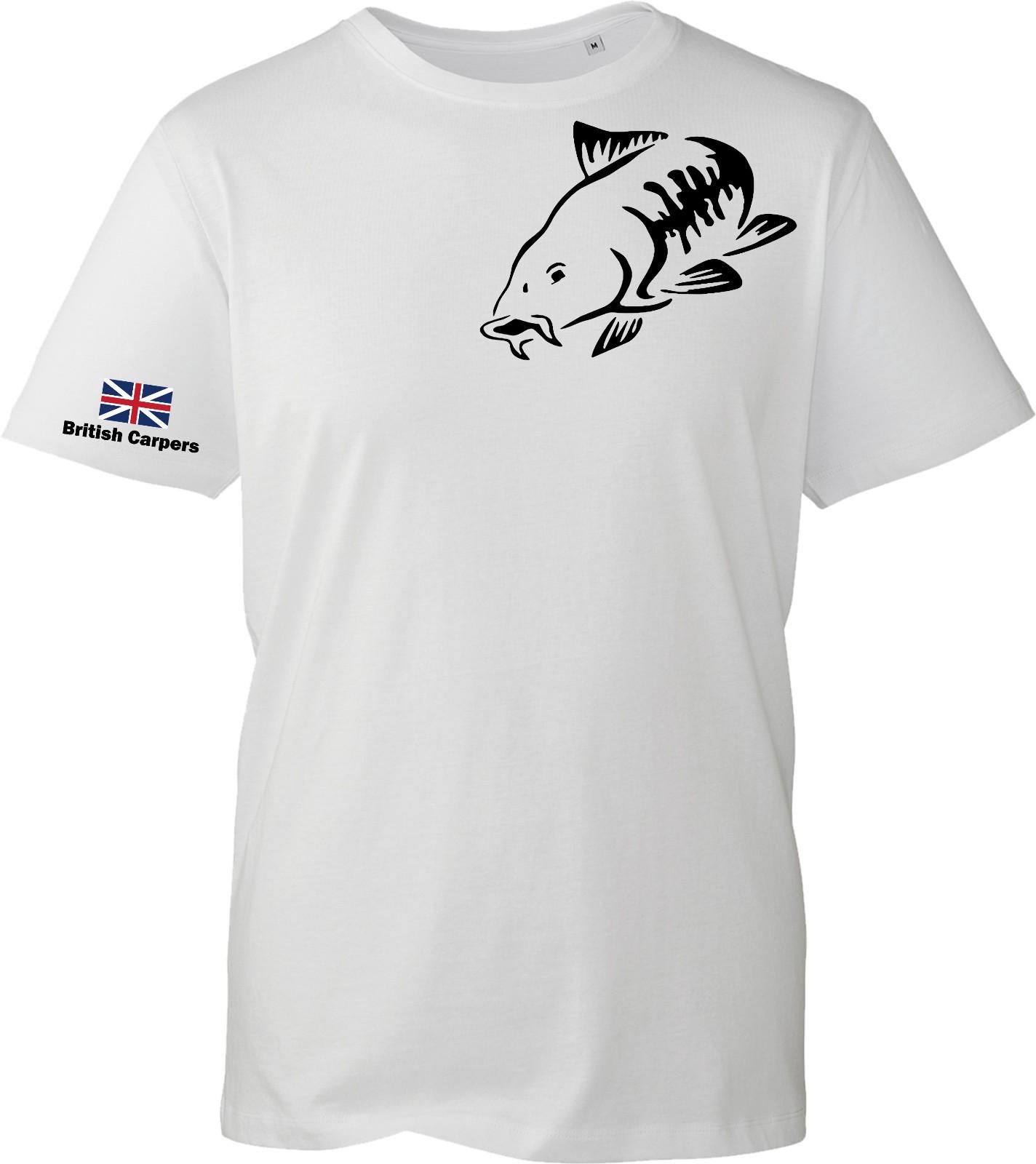 Unisex Carp Fishing T Shirt British Carpers Graphic Tee Grey Cotton Angling Top XXL