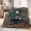 Demon Slayer Superb Cartoon Flannel Blanket, Printed Style for Bedroom, Warm and Soft Bedding, Travel Picnic Use_LIAN