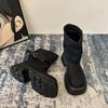 Thick-soled heightening Maillard British style Martin boots women's autumn new stacking boots tube boots short boots
