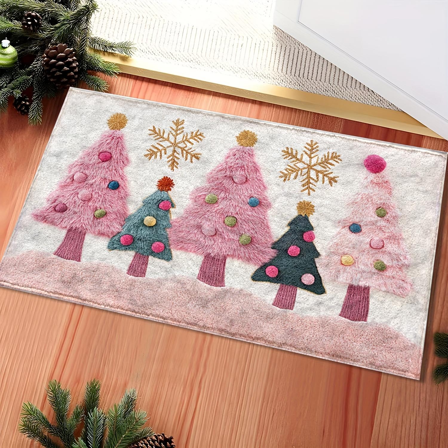 

Cartoon Christmas Tree Plush Bathroom Non Slip Water Absorbent Floor Mats Lovely Bedroom Entrance Decorative Carpet 40X60CM(1.3X2FT