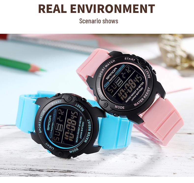Sanda Unisex Multifunctional Electronic Sport Watch for Students