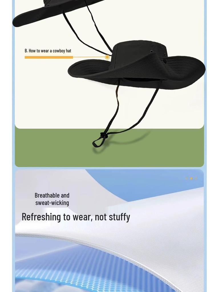 Unisex UV Protection Denim Sun Hat - Large Brim for Outdoor Hiking & Fishing