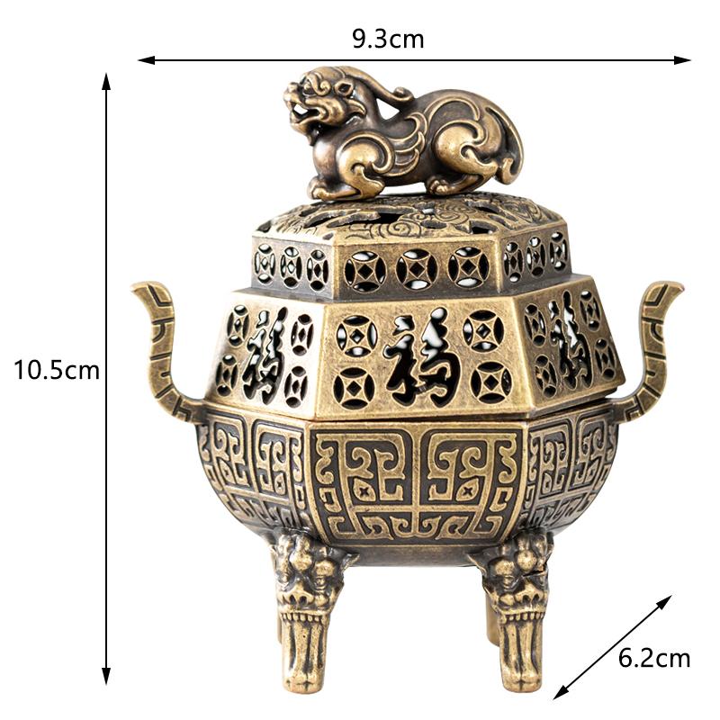 Quadruped Alloy Incense Burner Household Indoor Tea Room Office Tabletop Decoration Purification Incense Coil Aromatherapy Stove