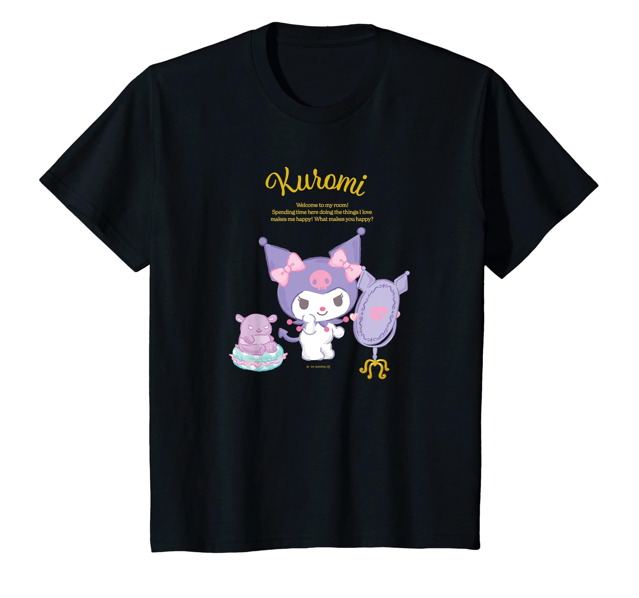 

Детская футболка Kuromi Happiness My Room чёрный