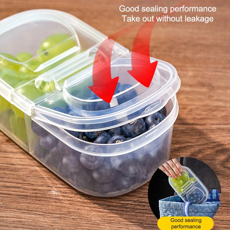 Double Compartment Covered Kitchen Food Grain Sealed Tank Multifunctional Kitchen Refrigerator Plastic Storage Fresh Box