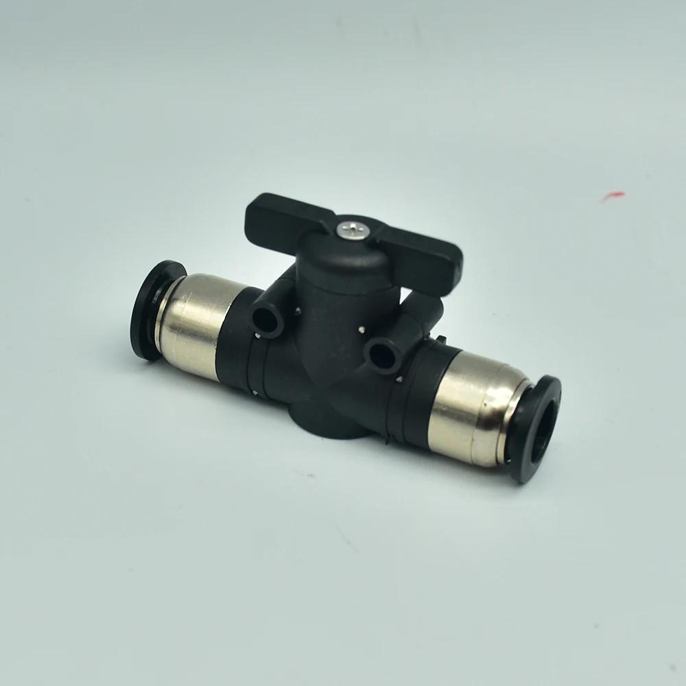BUC Black 4mm 6mm 8mm 10mm 12mm Pneumatic Push-In Quick Joint Fittings Manual Ball Valve Hand Turn Switch Connector