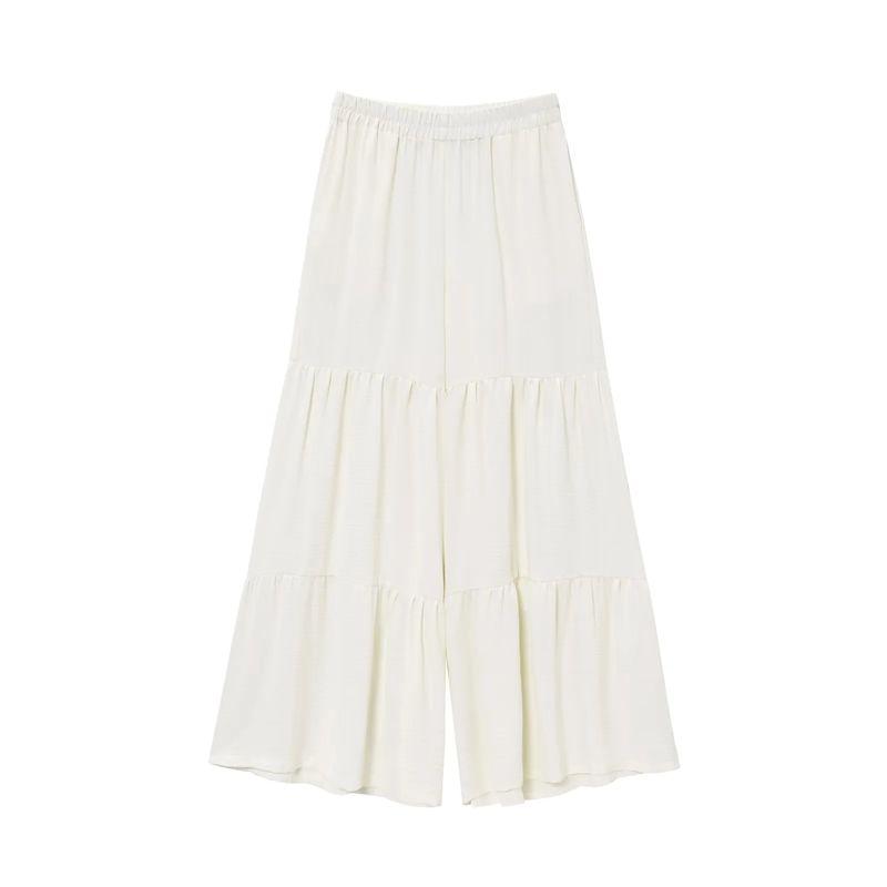 Spring and Summer New Women's Clothing Minimalist Wind round Neck Sleeveless Short Shoelace Tops Loose Vertical Horn Pants