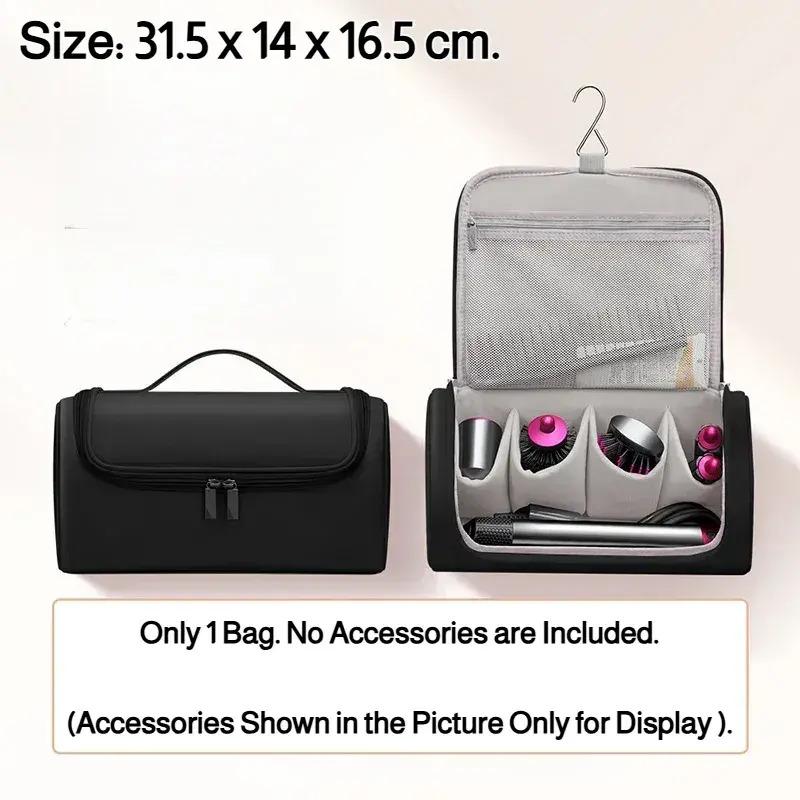 Portable Travel Organizer Case for D-Hair Dryer Set Fits Curling Barrels Smoothing Brushes with Zipper Closure Accessory Storage