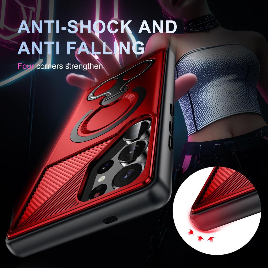 Samsung S25 Ultra Dual Ring Stand Magnetic Drop-Proof Case for S24 PLUS A16/A26
