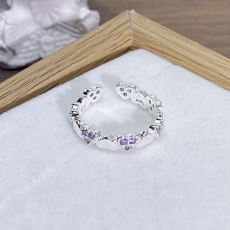 Enamel Oil Drop Flower Butterfly Opening Ring Niche Design Light Luxury High Sense Zircon Personality Ring Woman