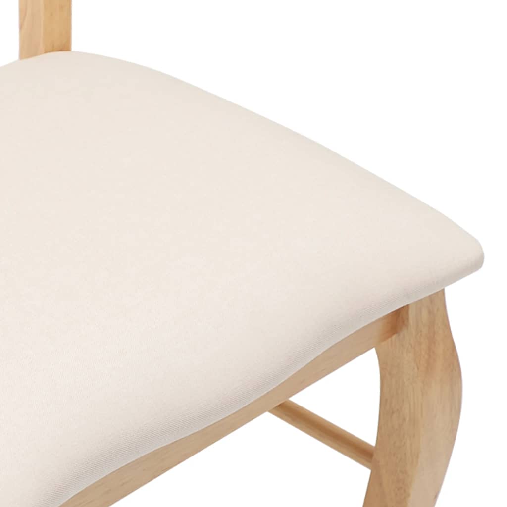 Dining Chairs with Cushions 2 pcs Natural Solid Rubberwood