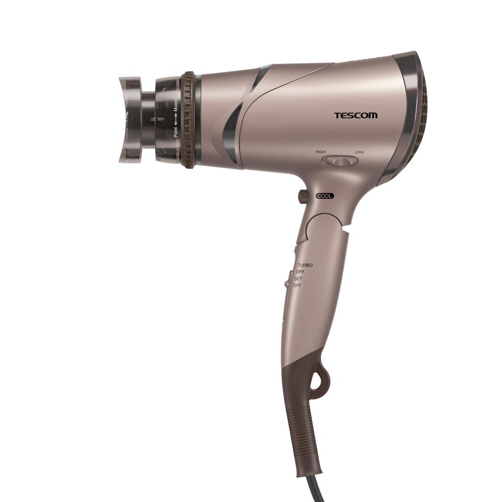 Tescom Hair Dryer, Negative Ion, Foldable, High Airflow, Easy-to-Open Plug, Bronze, TD430B-N