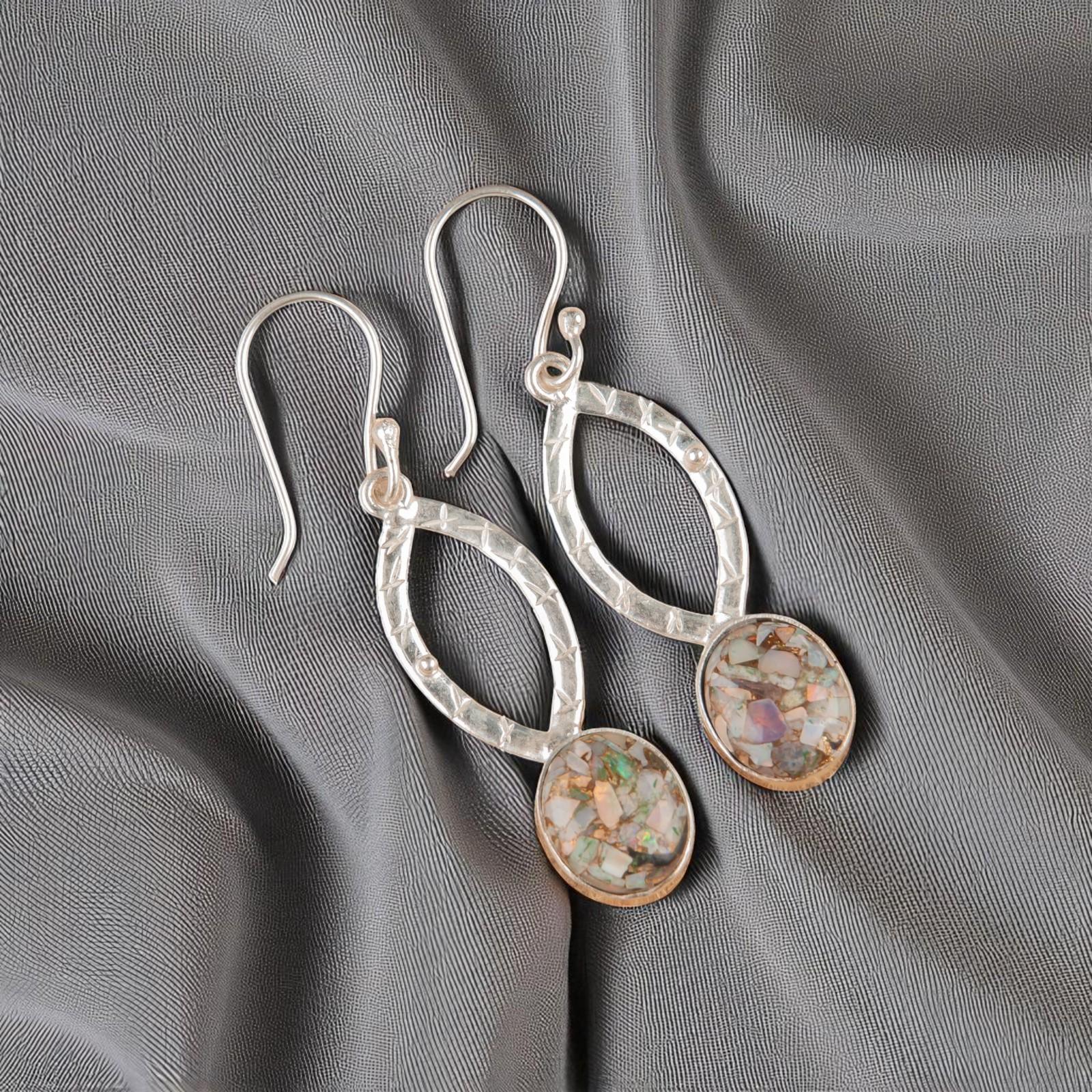 

Rare Ethiopian Copper Turquoise Gemstone 925 Sterling Silver Jewelry Earrings 2 EE-87-36