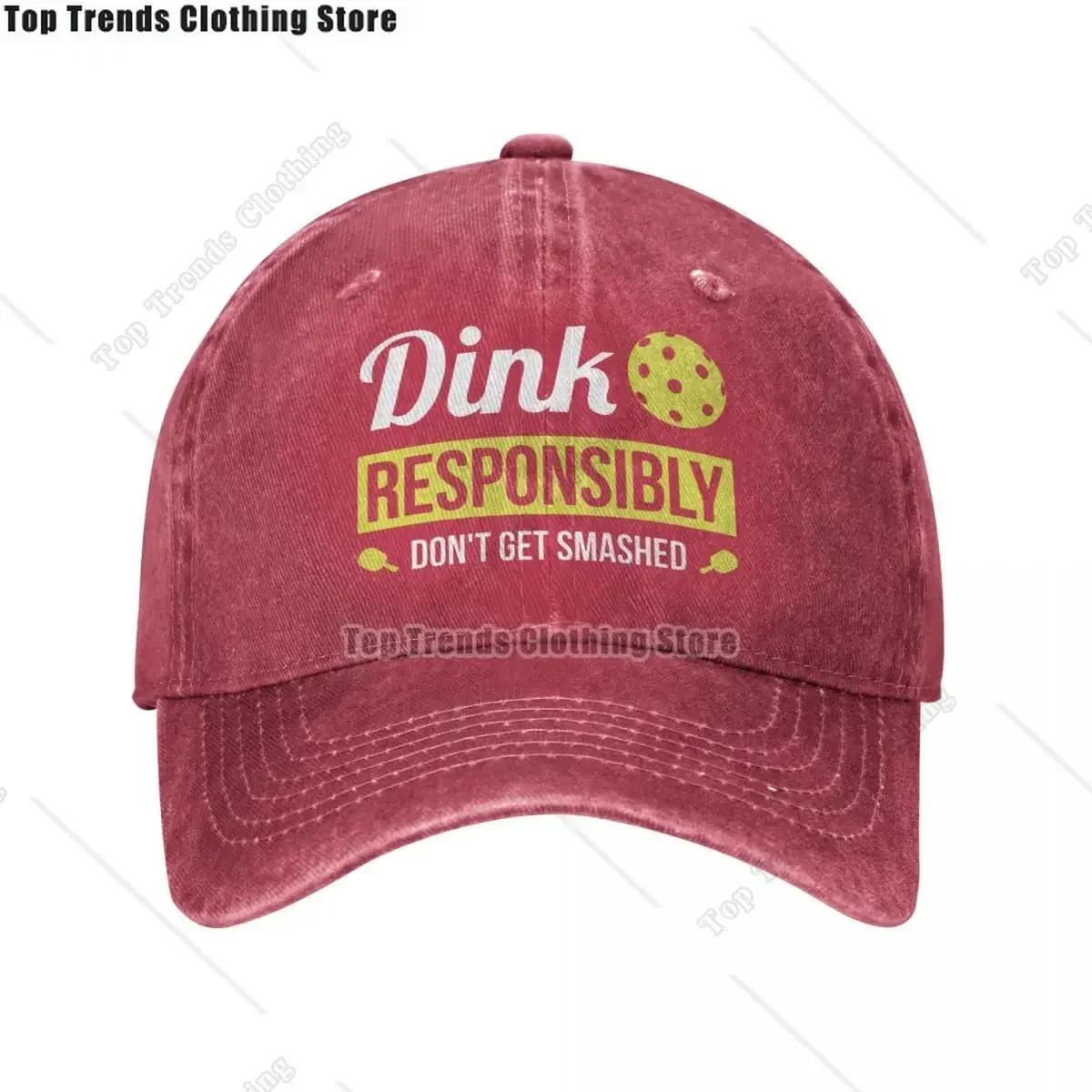 

Dink Responsibly Funny Pickleball Spring Autumn Cap Hats Women Baseball Cap Vintage Hat Washed Denim Outdoor One Size