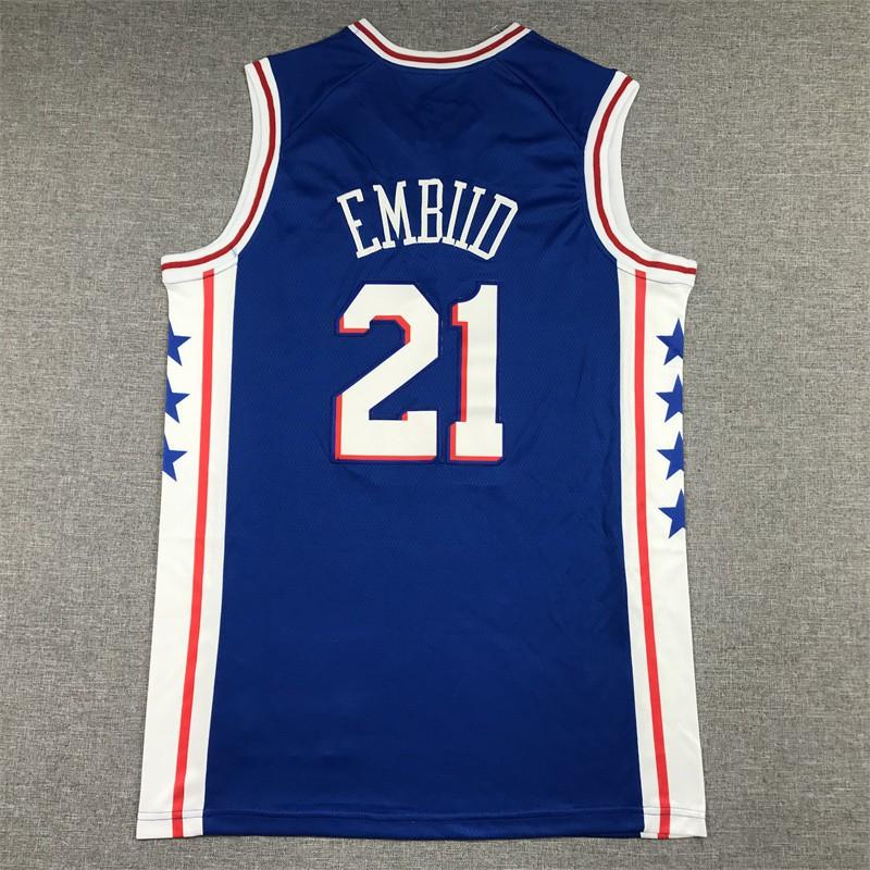 Philadelphia 76ers 21 Joel Embiid Basketball Jersey Embroidered Training Men Breathable Sports Top