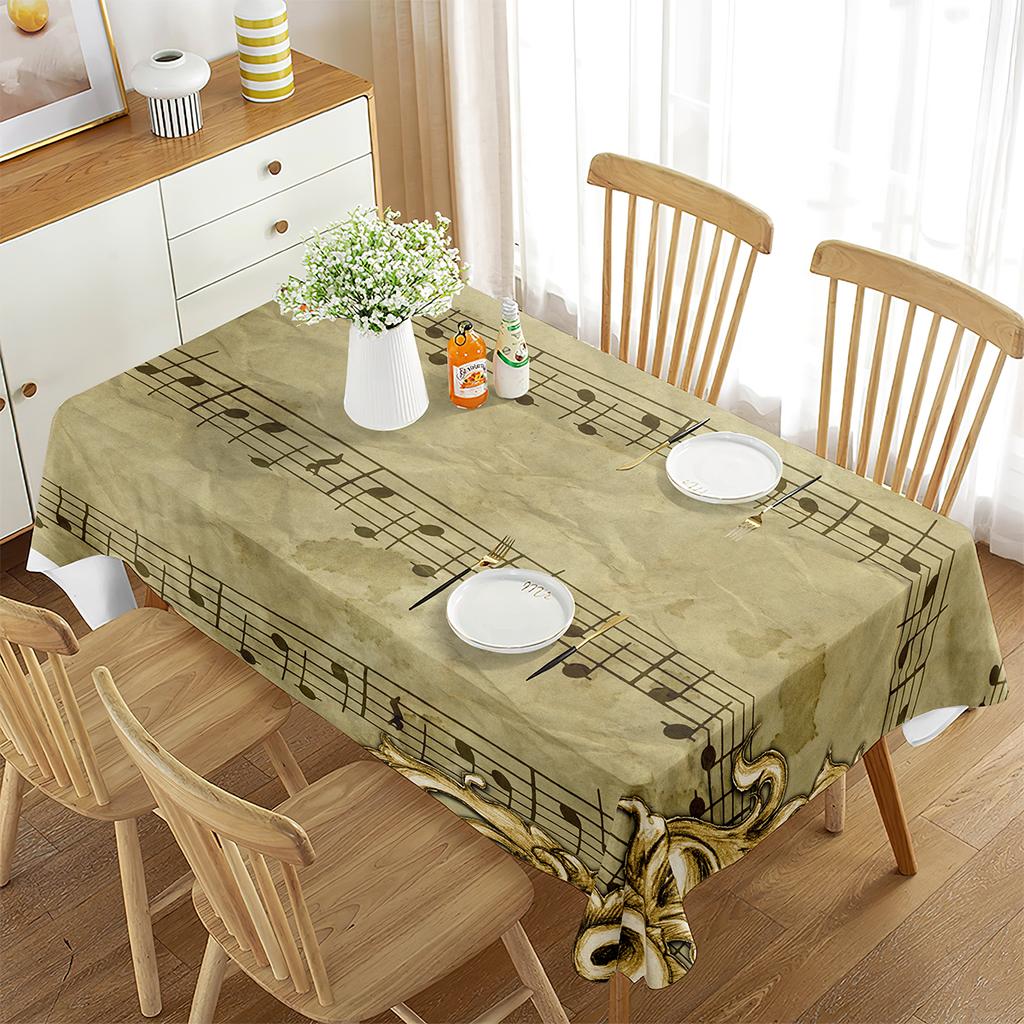 Vintage Newspaper Tablecloth,Old Historic Journal French Paper Lettering Art Design, Dining Room Kitchen Rectangular Table Cover