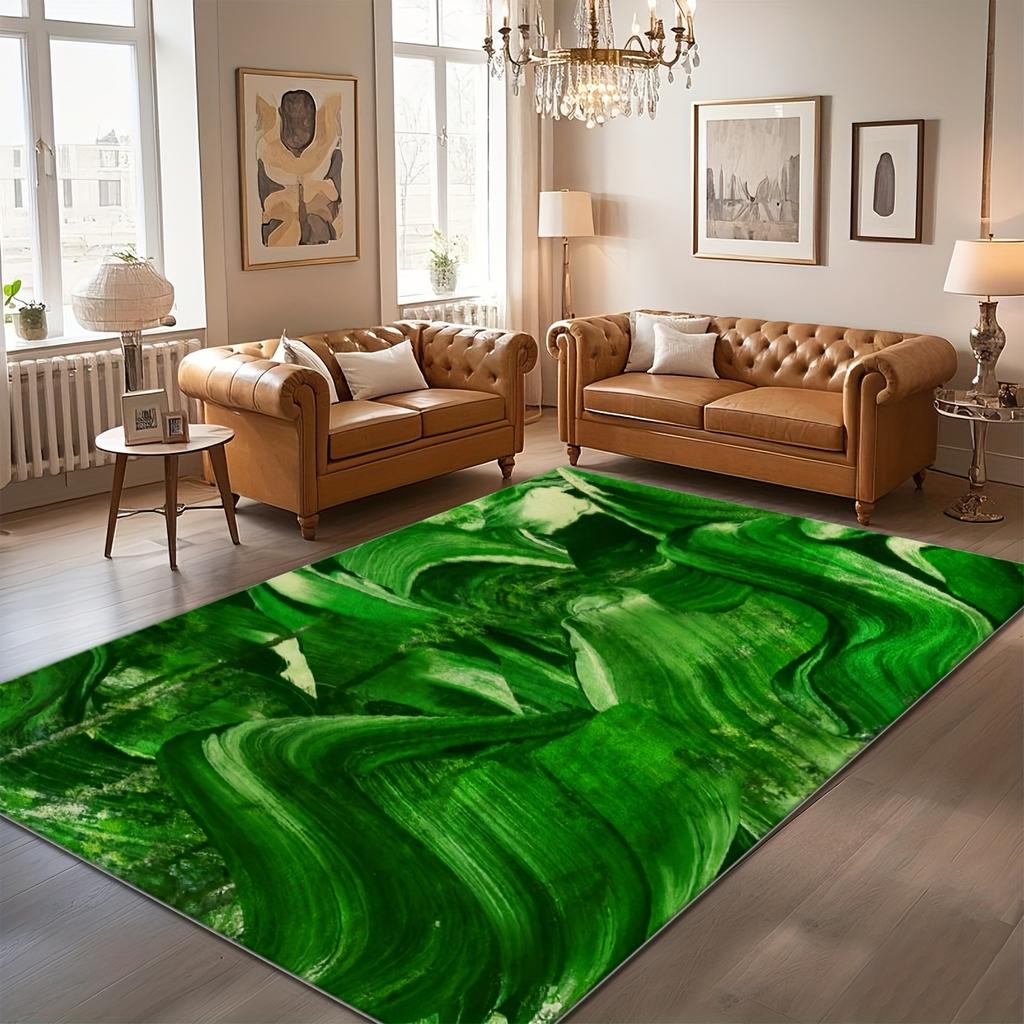 Luxury Blue Grey Gold Fish Area Rug Abstract Water Landscape Living Room Bedroom Washable Floor Carpet