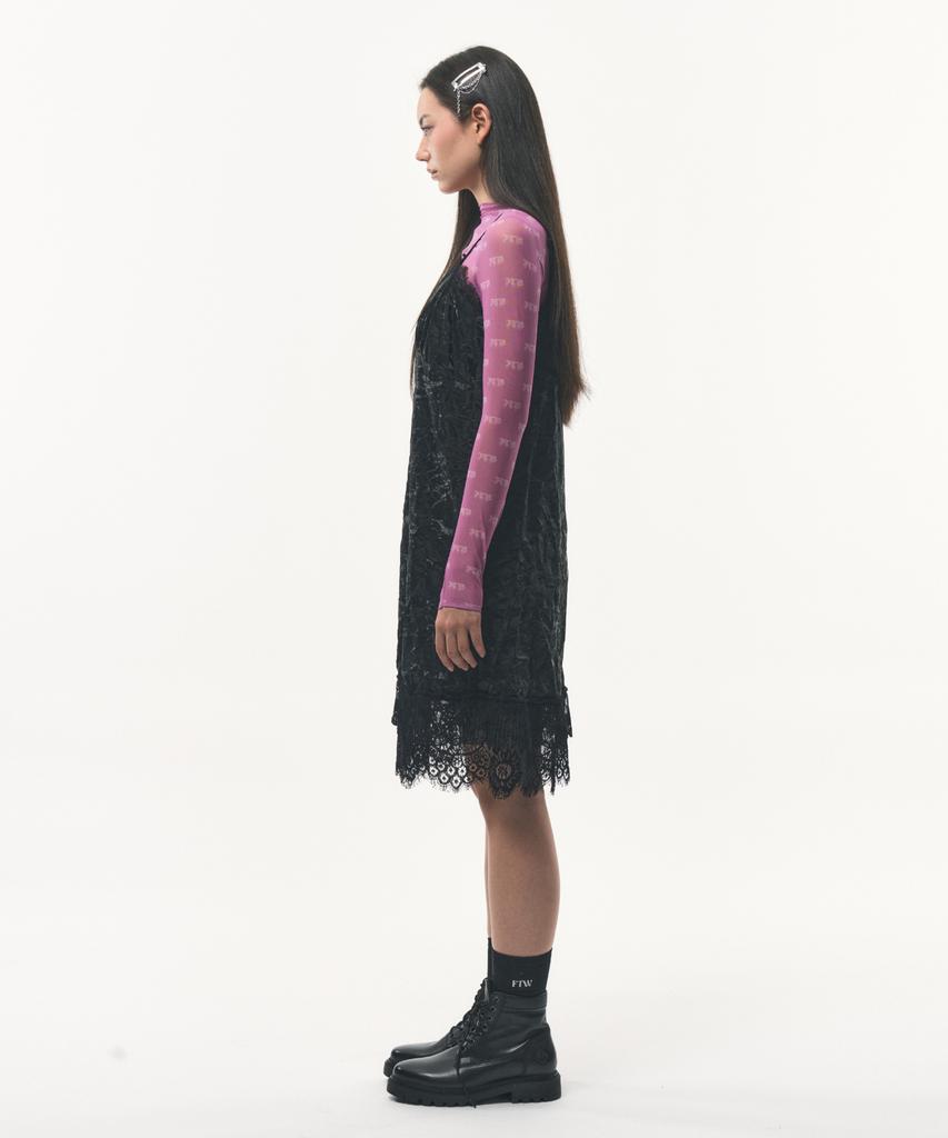 Podeowedeo Crease Lace Dress (Black)