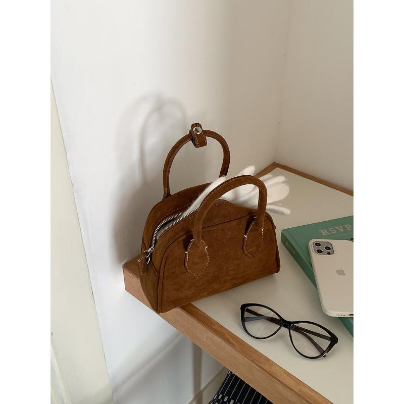 New Portable Bowling Bag Hand Carry Suede Bag Simple Versatile Single Shoulder Messenger Bag Women