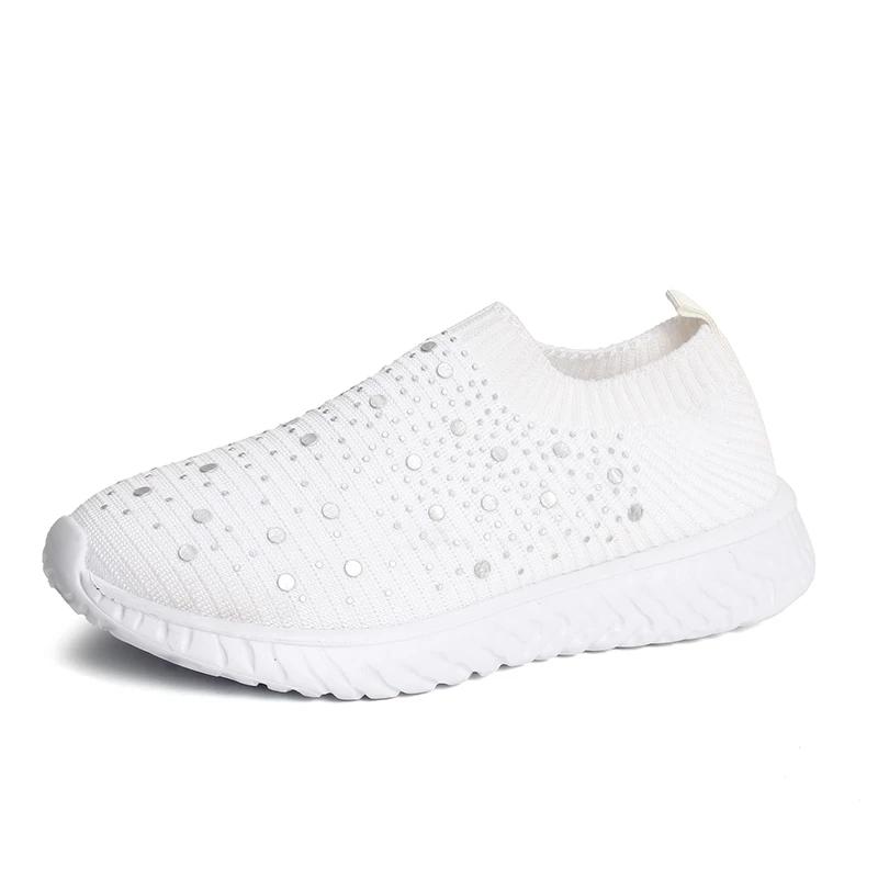 Moda 2024 Scarpe Sportive da Donna Comode a Punta Rotonda Tinta Unita a Bocca Bassa Slip-On Tessuto Elasticizzato Traspiranti con Suola Piatta