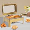 Gold 10L Single Compartment Buffet Chafing Dish, Commercial Food Warmer with 201 Stainless Steel Frame & Pans, Heated Server