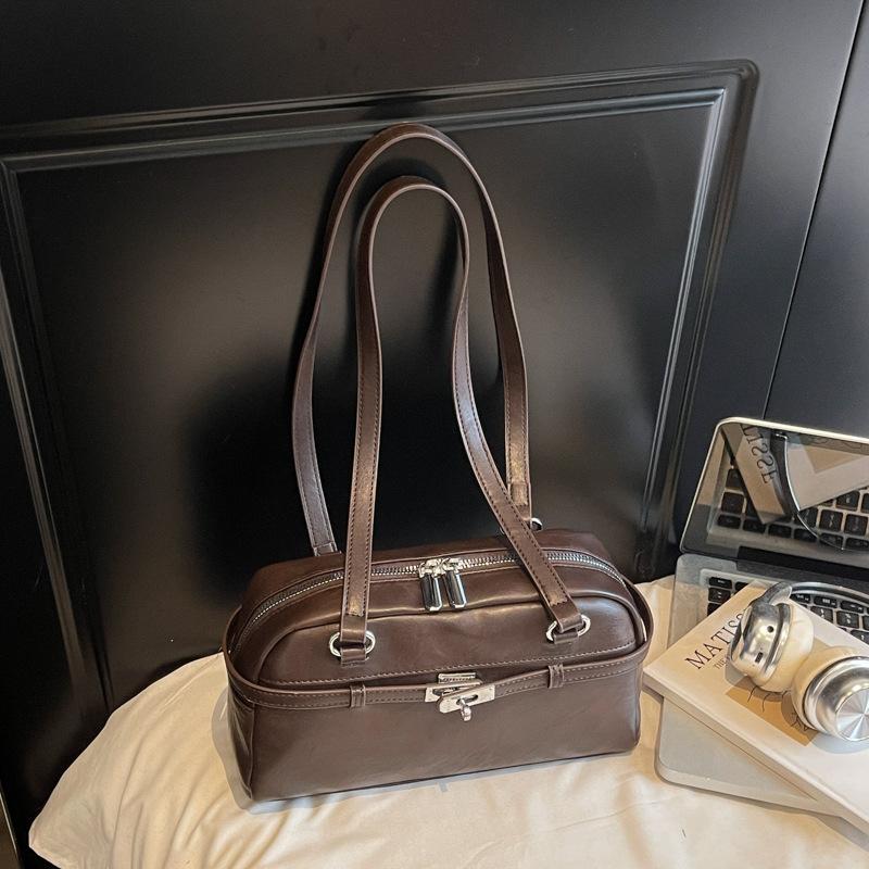 

Сумка подмышку женская 2025 новая супер огонь изысканная легкая роскошь нишевая высококлассная текстура сумка на плечо сумка-тоут для通勤 темно-коричневого