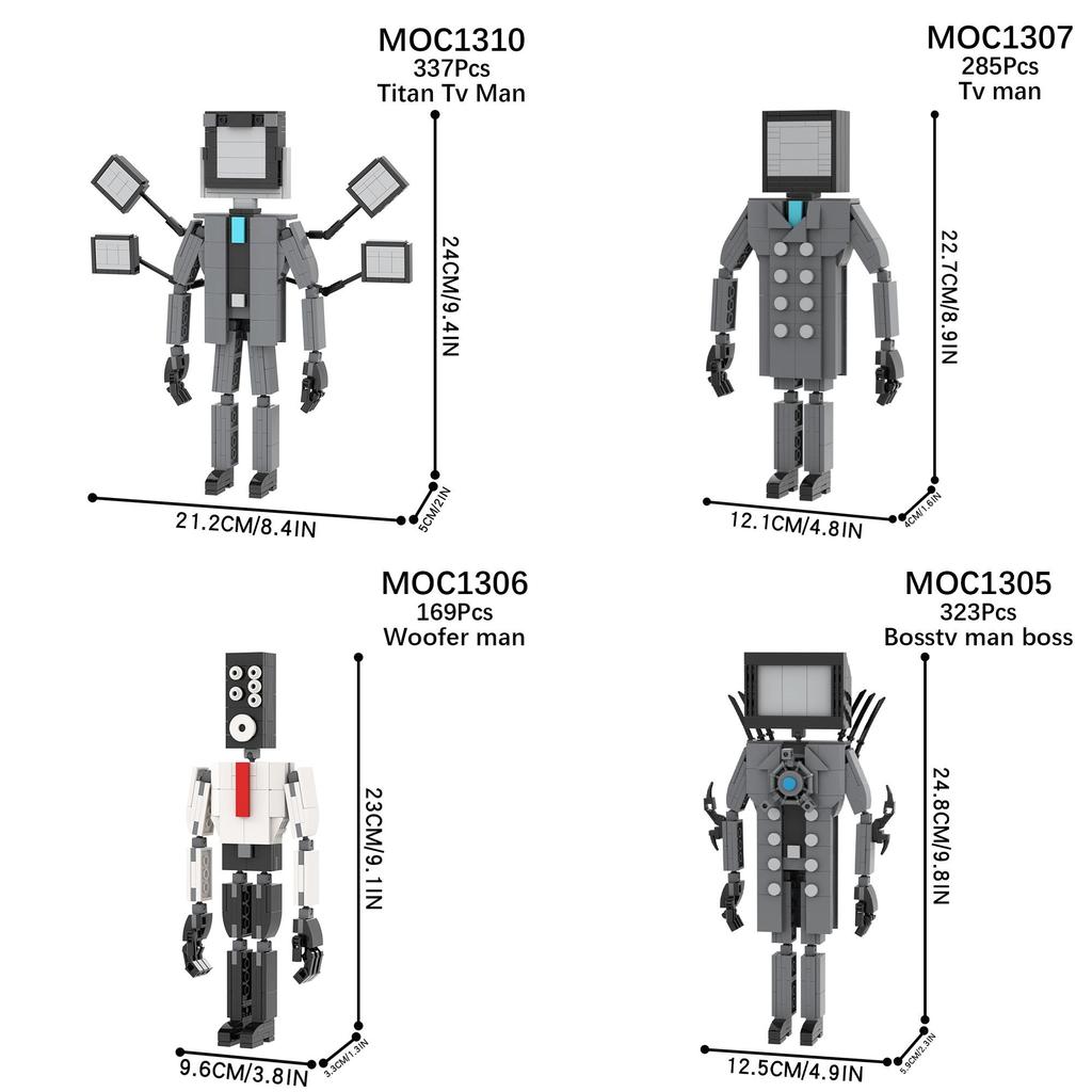 Moc Skibidi Toilet Vs. Speaker Tv Building Blocks Plastic Diy Toy Set Pieces)