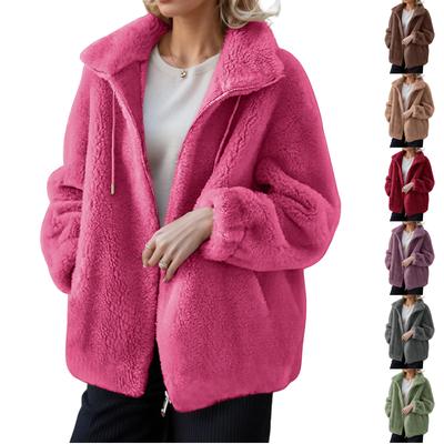 Women's Winter Thickened Double-sided Fleece Stand Collar Warm Cardigan Zipper Jacket