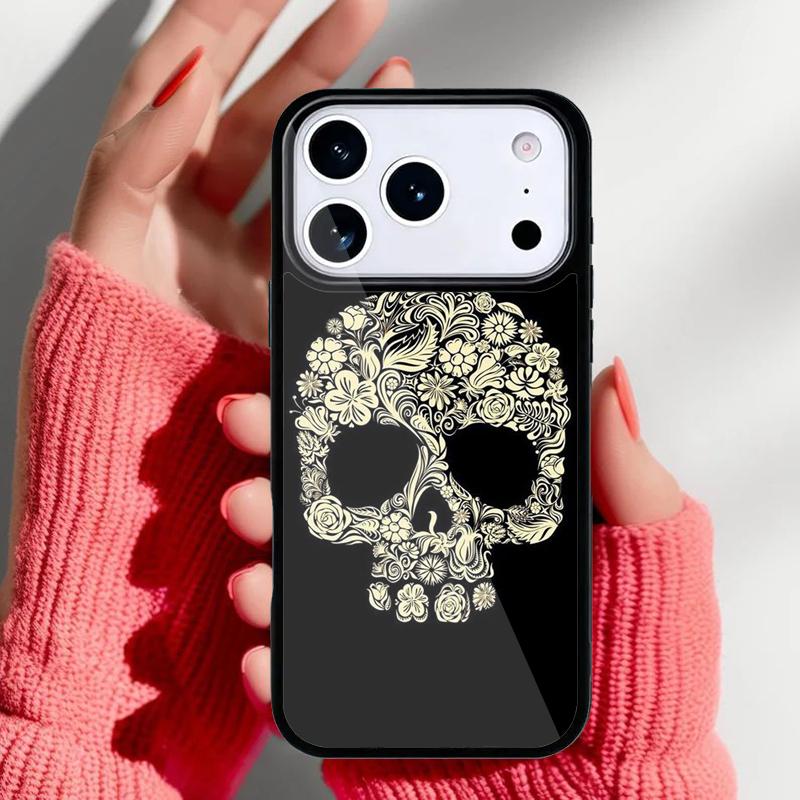 Mexican Skull Flower Phone Case for iPhone 17 Air 16e 15 14 13 Pro Max Back Cover for 12 11 Pro Coque