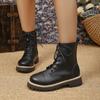 New Platform Mid-leg Boots Fall/Winter 2025 Casual British Style Side Zipper Martin Boots Women's Black