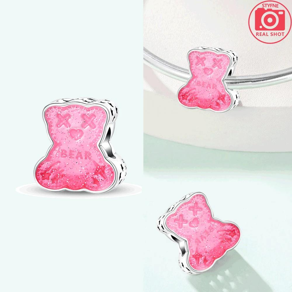 

Copper Metal Charm Bead Components Pink Gold Bear High Quality Fine Jewelry Craft Making Rose Heart Bead Components Designed For Bracelets Pendant