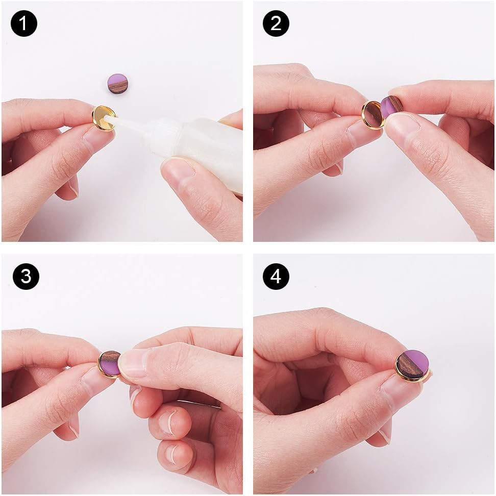 LiQunSweet 50 Pcs Handmade Mixed Random Color Vintage Natural Wood with Resin Cabochon Charm Bead Without Hole Round Shape for Necklace Earring