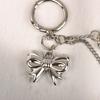 Y2K Vintage Silver Color Bowknot Heart Keychain  Bow Love Keyring Bag Pendant Key Hanging Decoration For Girls Gift
