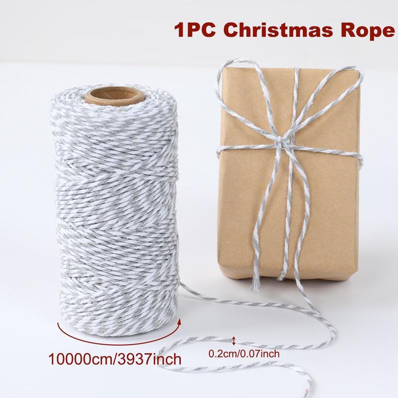 Christmas Cotton Cords Rop Twines Merry Christmas Decor For Home 2025 Navidad New Year Gifts Decor Packing Craft Wrapping Gift