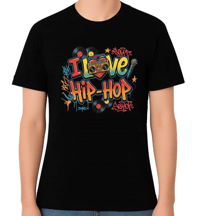 I Love Hip-Hop Graffiti T-Shirt Rapping Street Style Rap Music Lover Unisex Tee XXXL