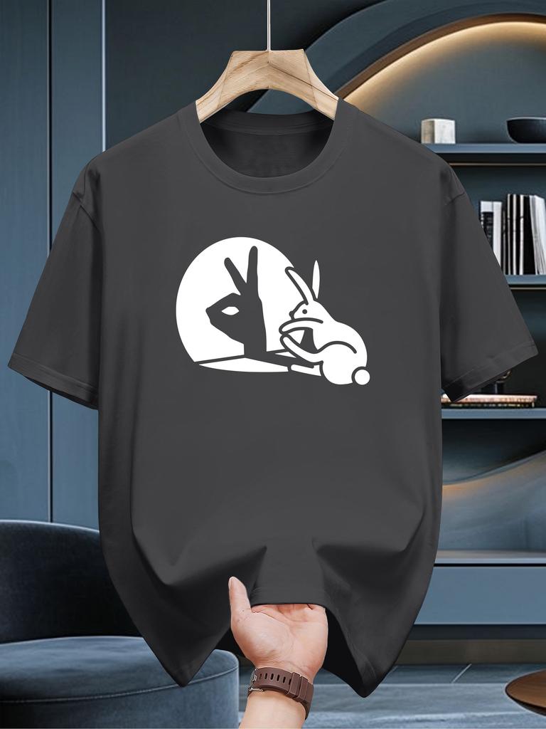 Summer Mens Cartoon Shadow Rabbit Print 100 Cotton Shortsleeved Tshirt A Fashion Casual Daily Wear Versatile Option Ladies