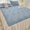 Summer Ice Silk Bed Skirt Cooling Mat Foldable Machine Washable Soft Latex Mattress Cover for Home Use