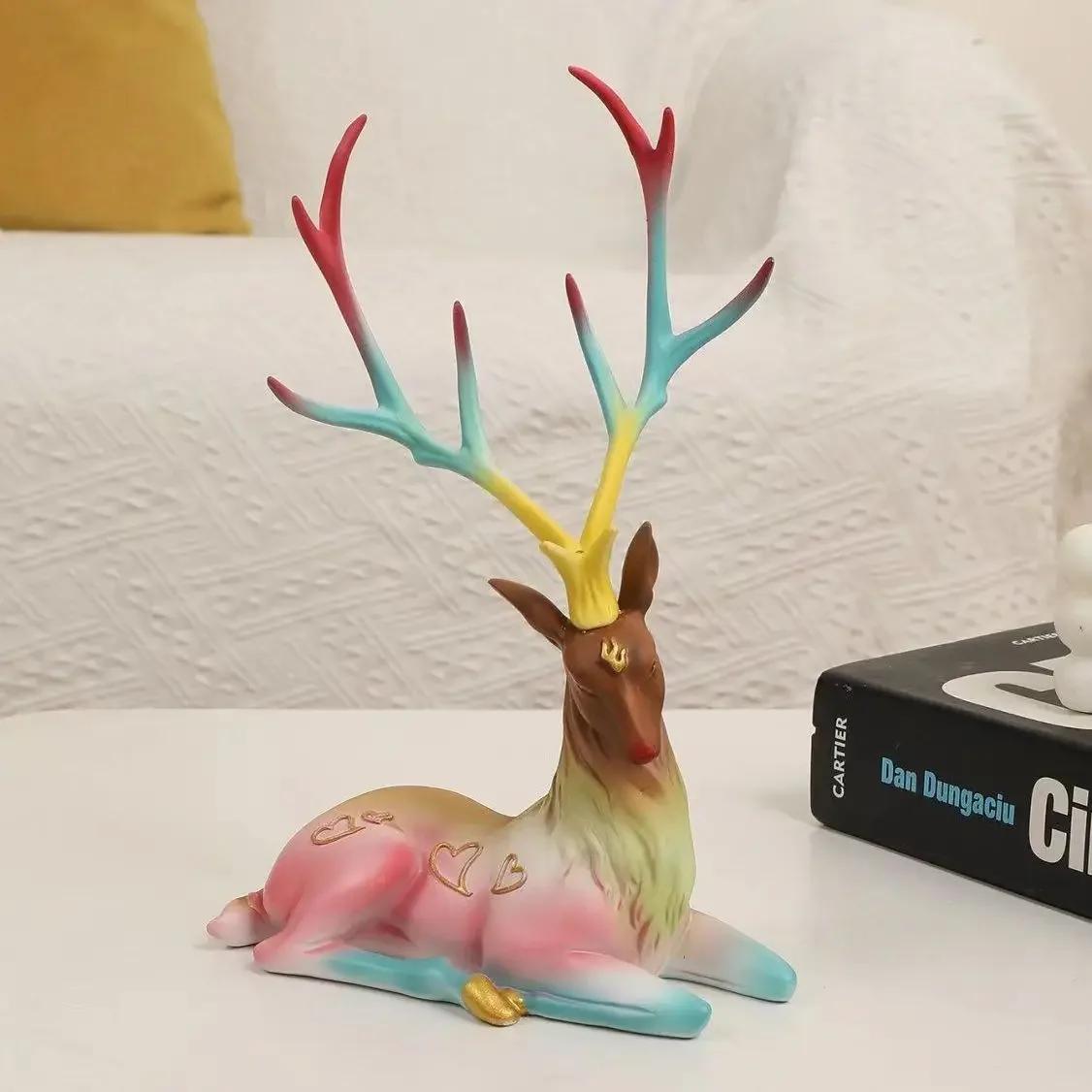 

Новые украшения в виде оленей, украшения из оленей, скульптура лося из смолы для гостиной, роскошный скандинавский домашний декор, скульптуры, статуэтки