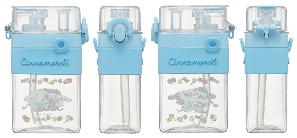 Skater Square 2WAY Water Direct Cover Shoulder Strap Big Bottle, Bottle, 600ml, Straw, Drinking, Included, Included, Sanrio, Cinnamoroll, Ribbon,