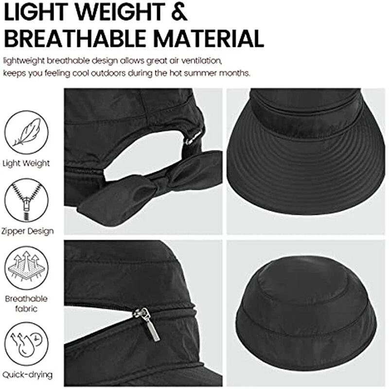 Foldable Hat Wide Brim Sun Hat Summer Hat Protective For Beach Ladies Women Anti-Uv Beach Visor Caps Hats