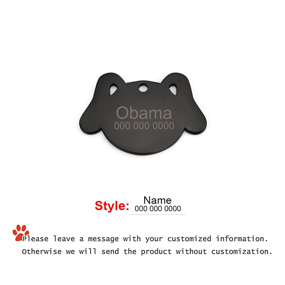 

Engraving Name Dog Pendant Personalized Name Anti-lost Pet Collar Customized Phone Number Nameplate Pet DIY Accessories чёрный
