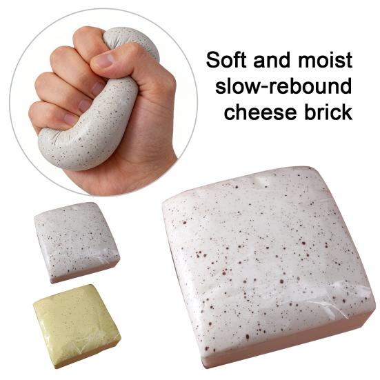 Simulation Cheese Brick Squeeze Toy Stress Relief Milk Cream Brick Sensory Toy Simulated Food Pinch Fidget Toy Decompression