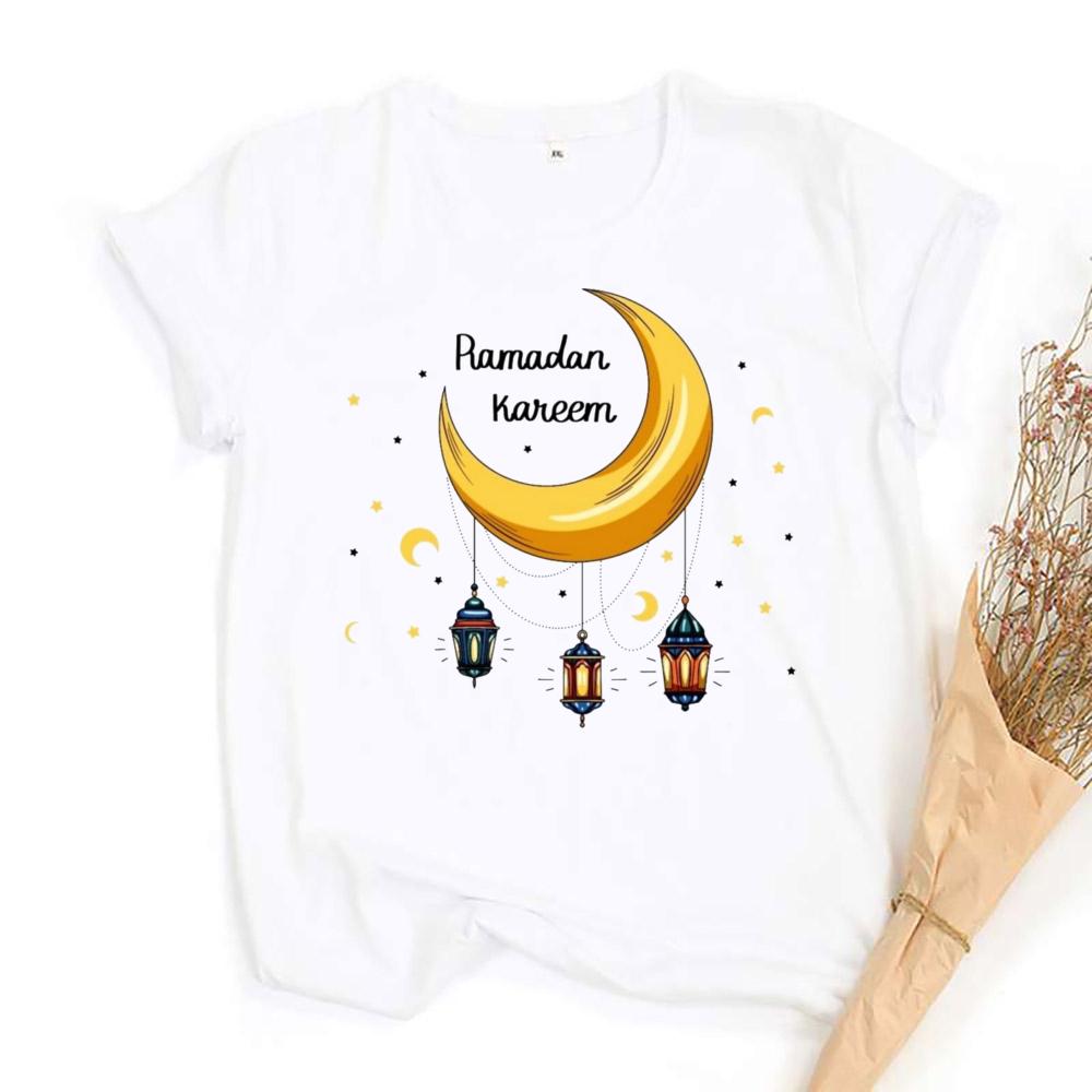 Eid Mubarak Tee Muslim Shirt Ramadan Gift Unisex Creative Top Casual Short Sleeve Crew Neck Unisex Tshirt Ramadan Mubarak Tops