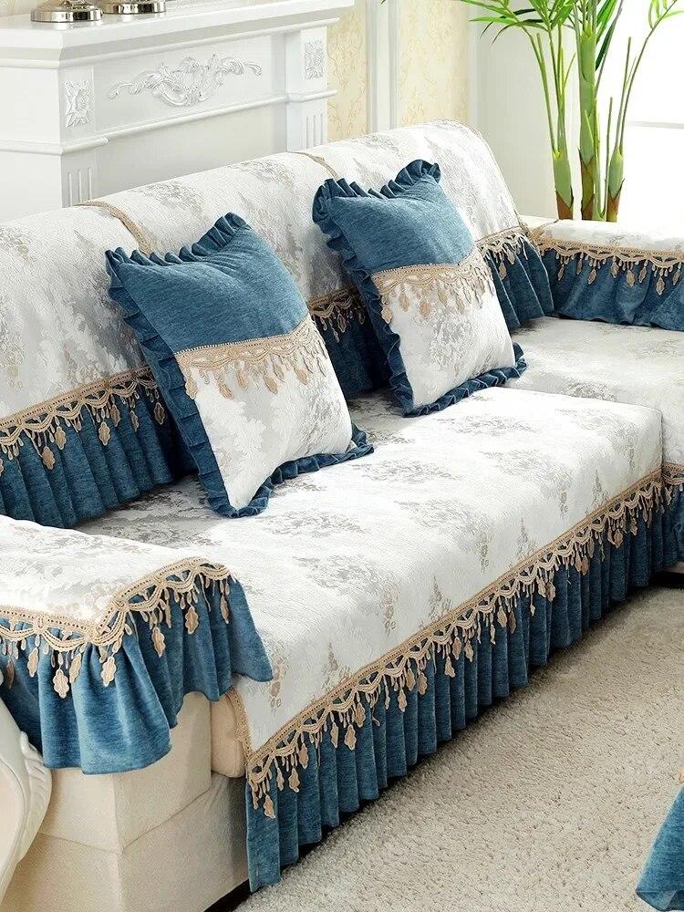 Lacehem-style Sofa Cover High-end Luxury Four Seasons General-purpose Sofa Cushion Cover Non-slip Fabric Skirt Swing Sofa Film
