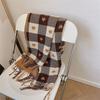 Coldproof Knitted Scarf Love Heart Plaid Tassel Neckerchief New Imitation Cashmere Shawl  Women