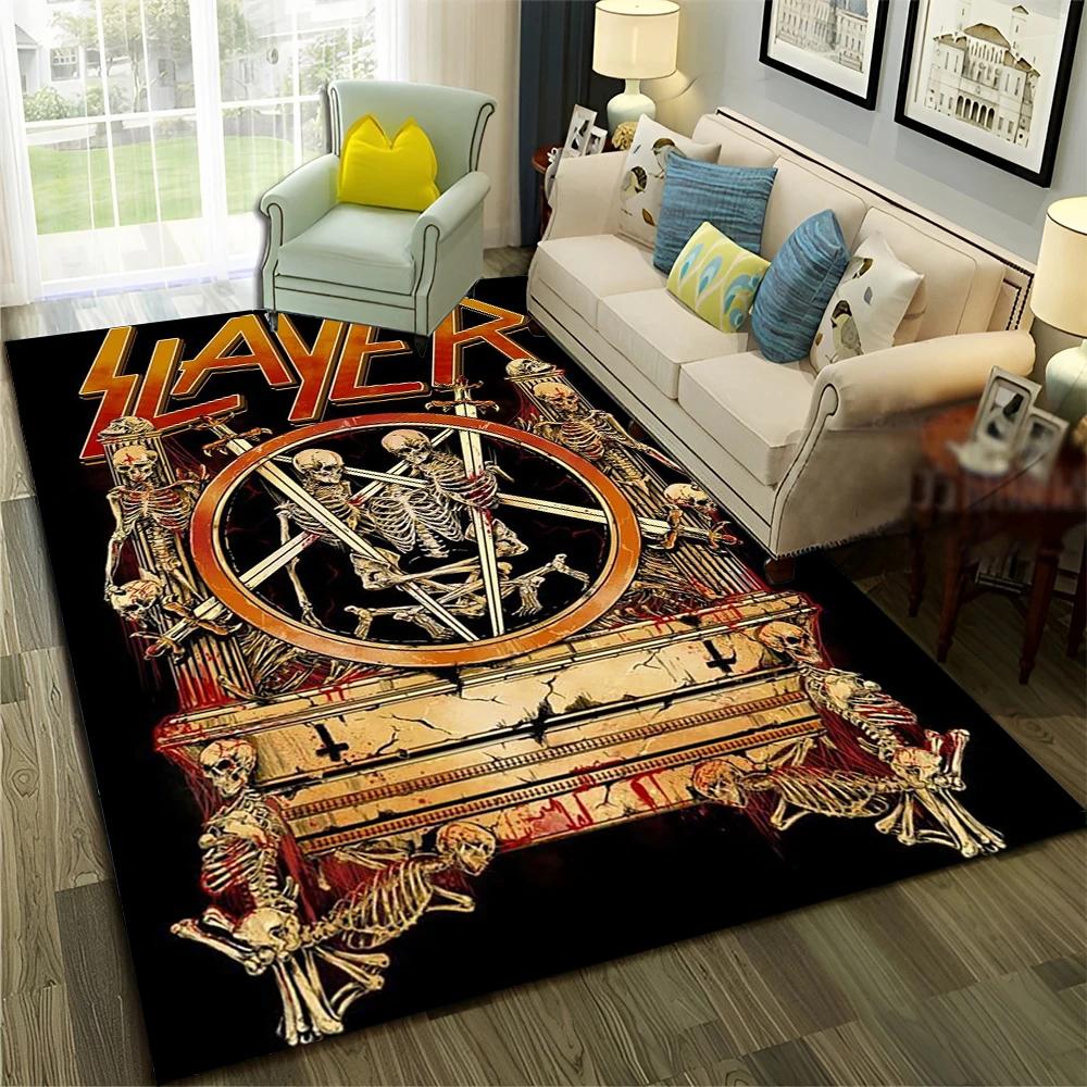Rock Slayer Heavy Metal Band Carpet Rug for Home Living Room Bedroom Sofa Doormat Decor,kids Play  Area Rug Non-slip Floor Mat