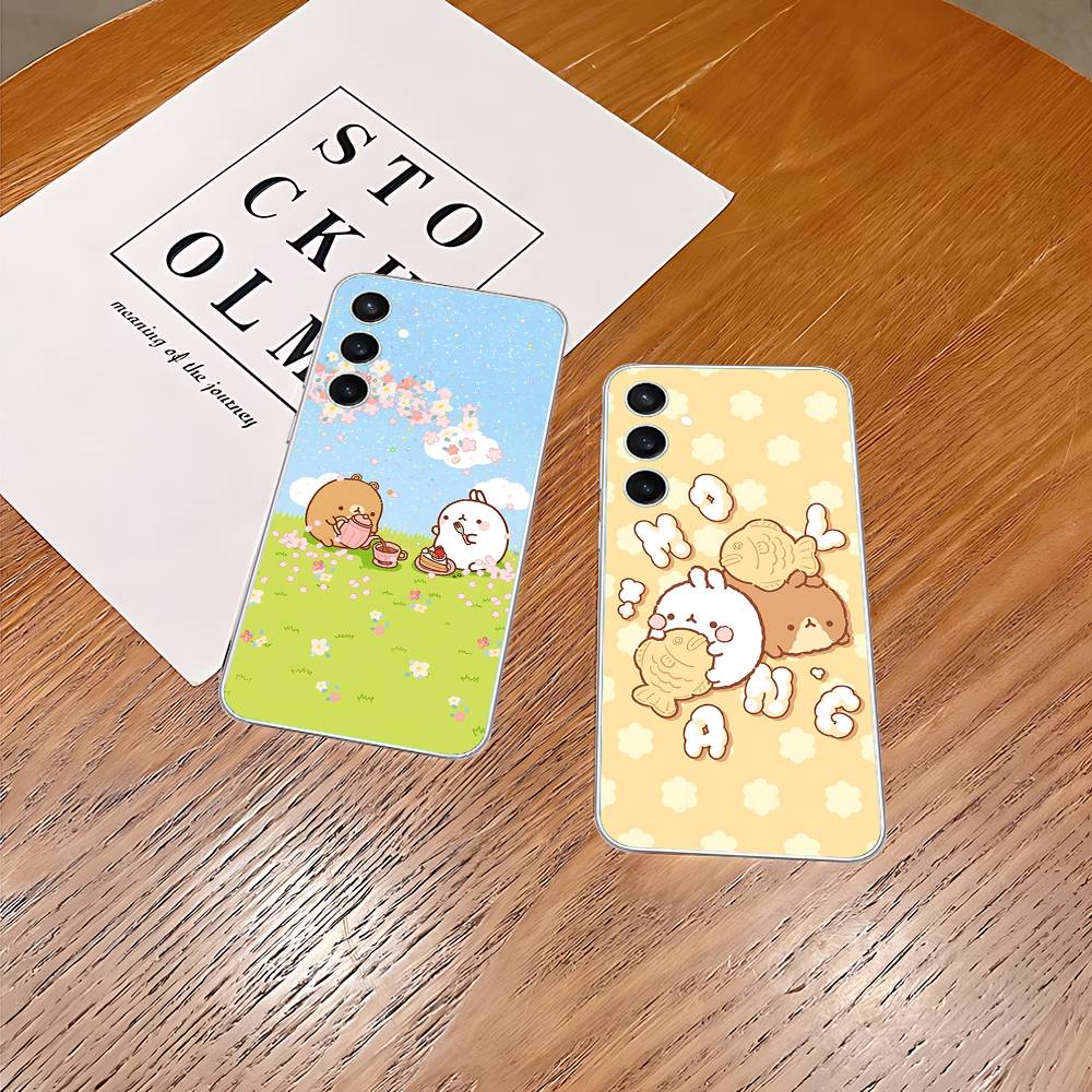 Cute H-Molang-S Phone Case For Samsung Galaxy A52 A12 A51 S21 Edge S22ULTRA S23 S24 S20LITE Plus Ultra Transparent Cover